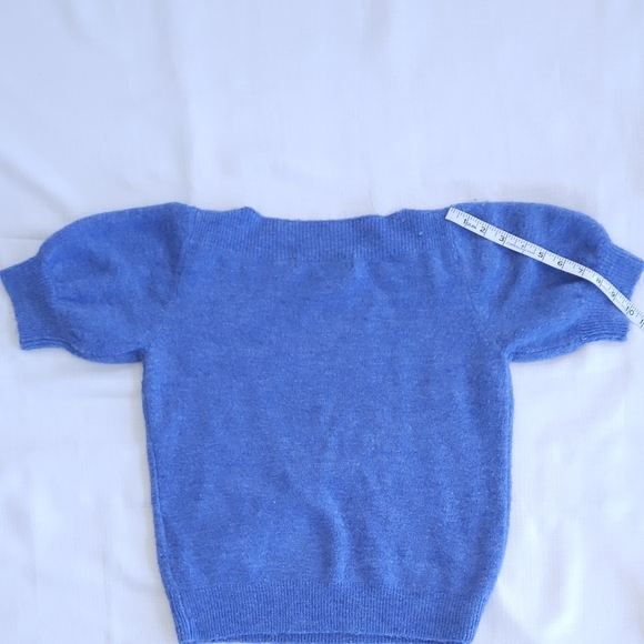 Blue Half Sleeve Knit Top Size S Casual Cozy Knitwear - Picture 6 of 8